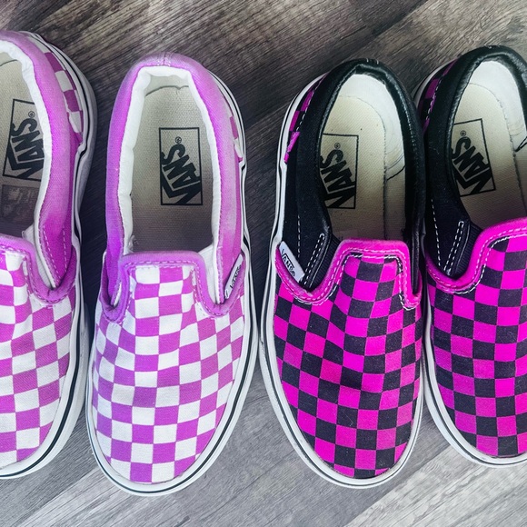 Vans Bold Pink and Black Checkered Slip-Ons Girls Size 13-13.5 EUC Pink - Picture 4 of 5